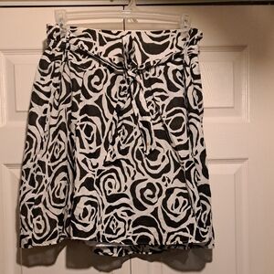 Jessica Black and White Swirl A-Line Skirt